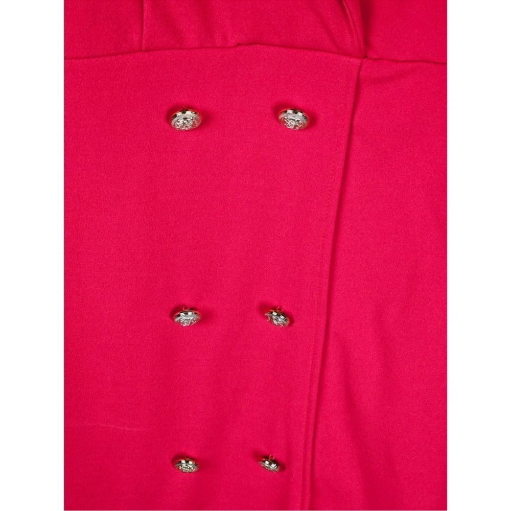 Pretty Little Thing Red Double-Breasted Long Sleeve Blazer Dress w/ Gold Buttons - Picture 6 of 8